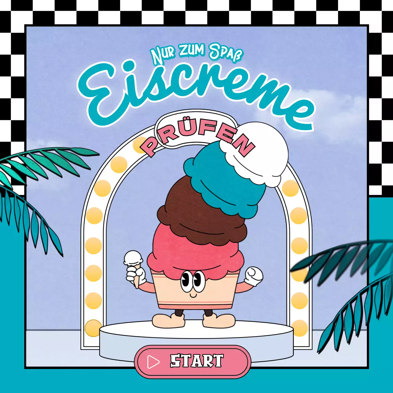 Nette Retro-Charakter Illustration Stil Eis Zeichen in rosa Minze Schokolade Farbe