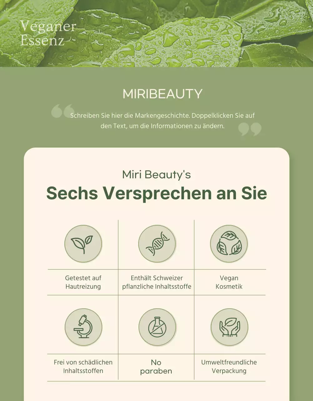 Vegane Kosmetik in Elfenbeingrün Detailseite