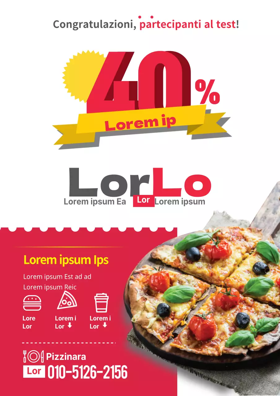 Visitare una pizzeria con numeri evidenziati in rossoOfferte speciali confezionate