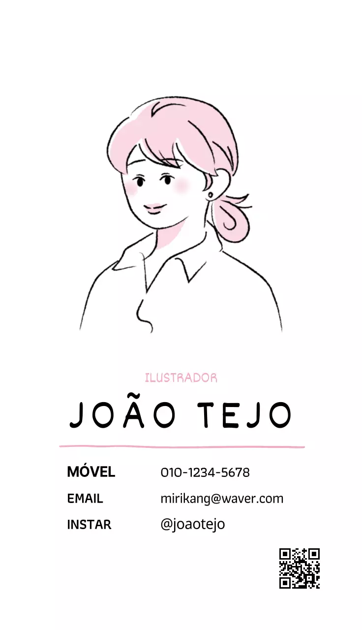 Ilustrador com ilustrações de retratos de pessoas e empresas em tons pastel rosa e roxo