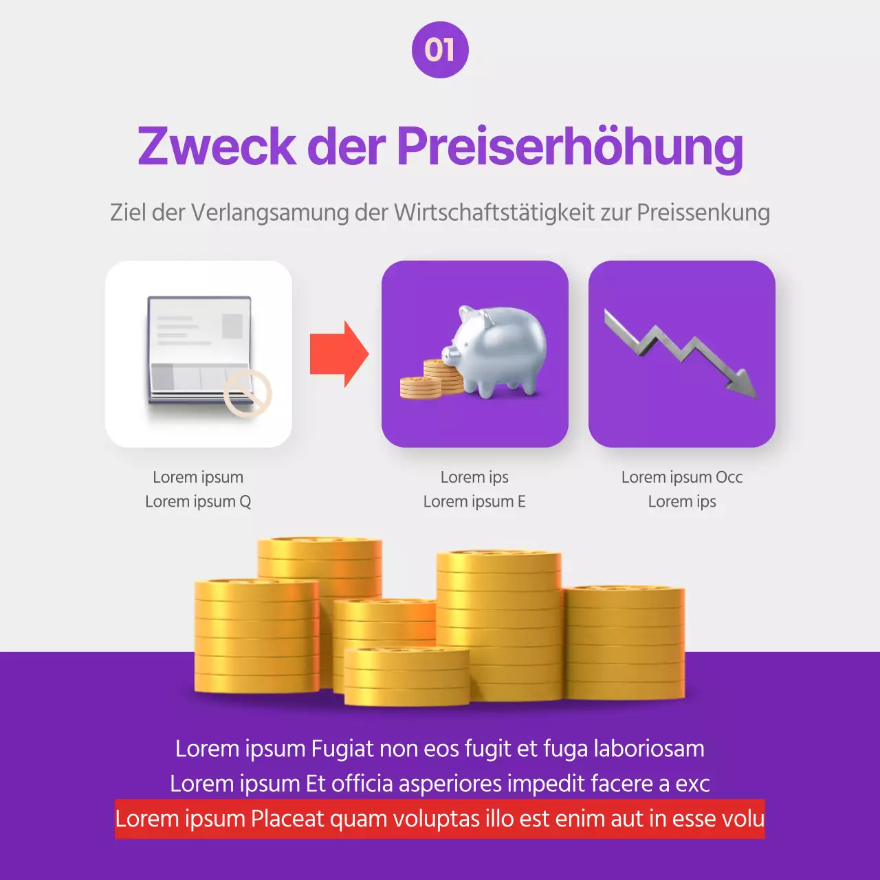 Informationen zur Preiserhöhung in Lila und Rot