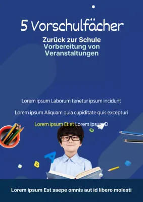 Niedlicher blauer Flyer für eine Veranstaltung im Klassenzimmer