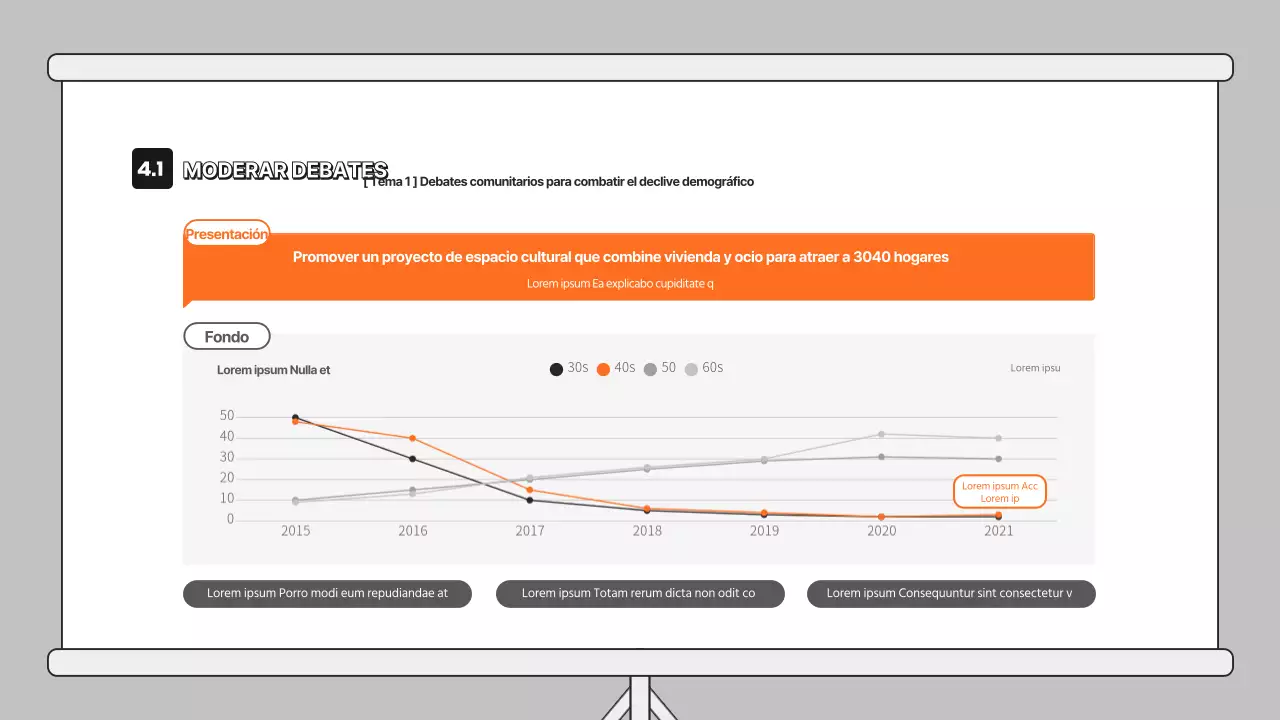 Presentación de debate con ilustración naranja