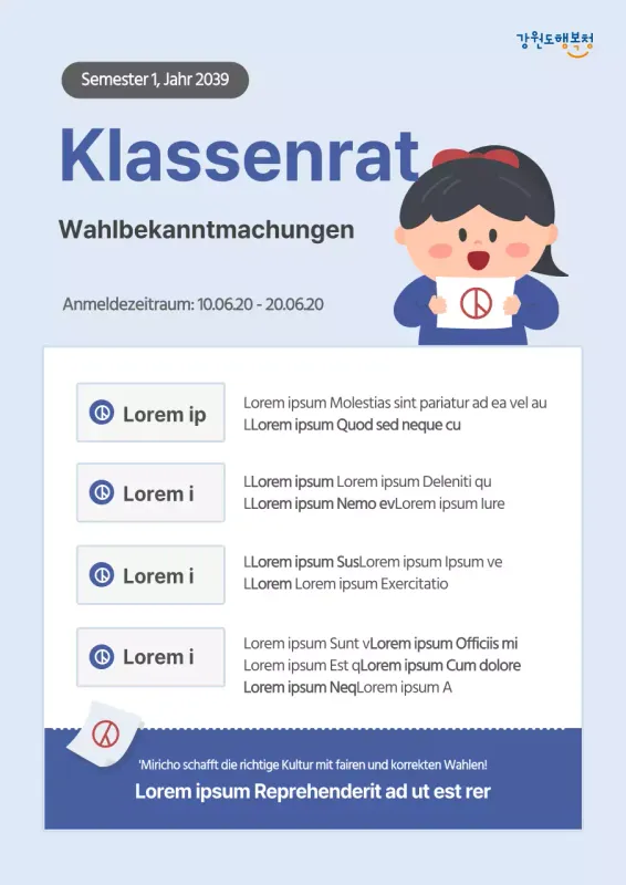 Wahlbekanntmachung mit einem niedlichen orangefarbenen Illustrationskonzept