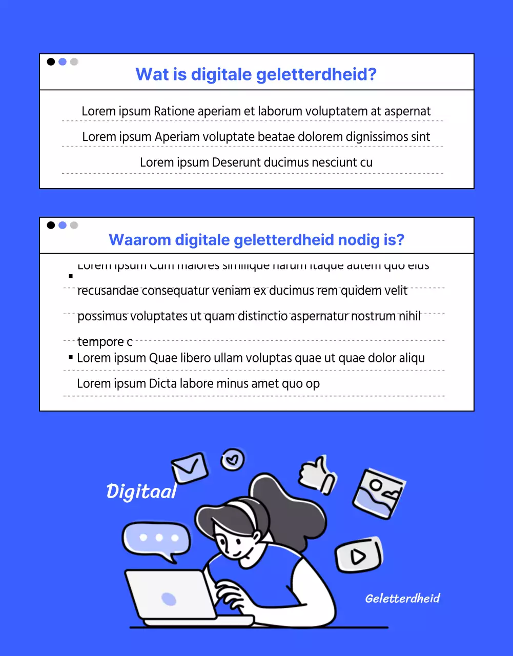 Een gids voor onderwijsprogramma's over digitale geletterdheid in blauw en zwart-wit