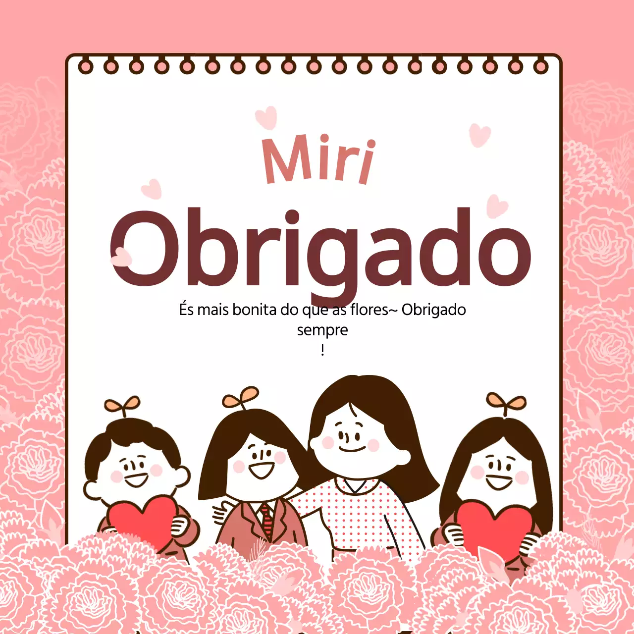 Tema de nota de agradecimento do Dia do Professor em rosa e castanho Tema de nota ilustrada gira