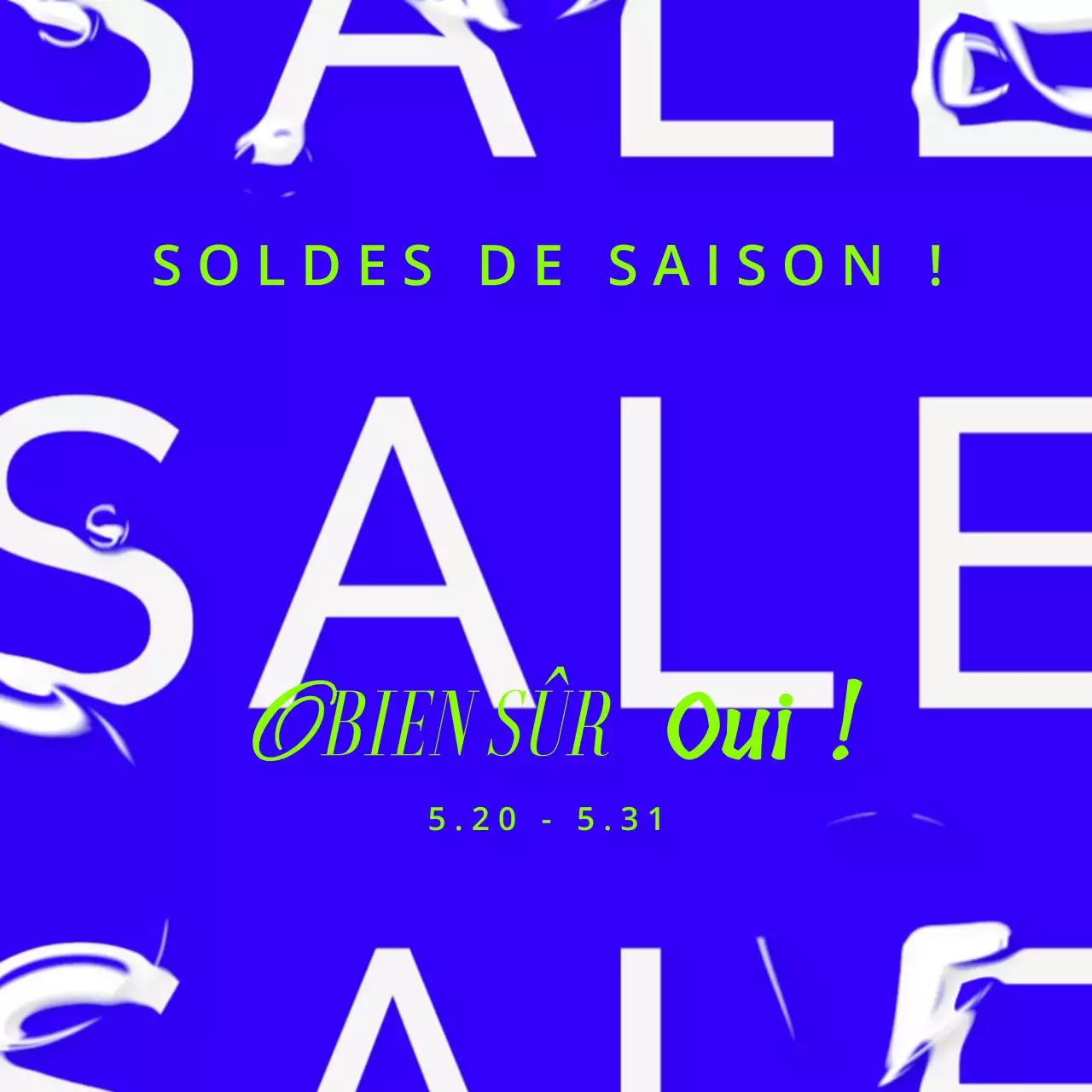 Une pochette d'ambiance de marque branchée en bleu et vert fluorescent