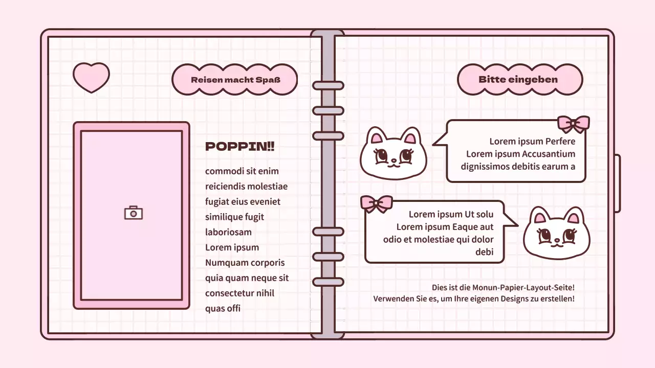 Niedliches Tagebuch-Konzept-Präsentationskit in Rosa