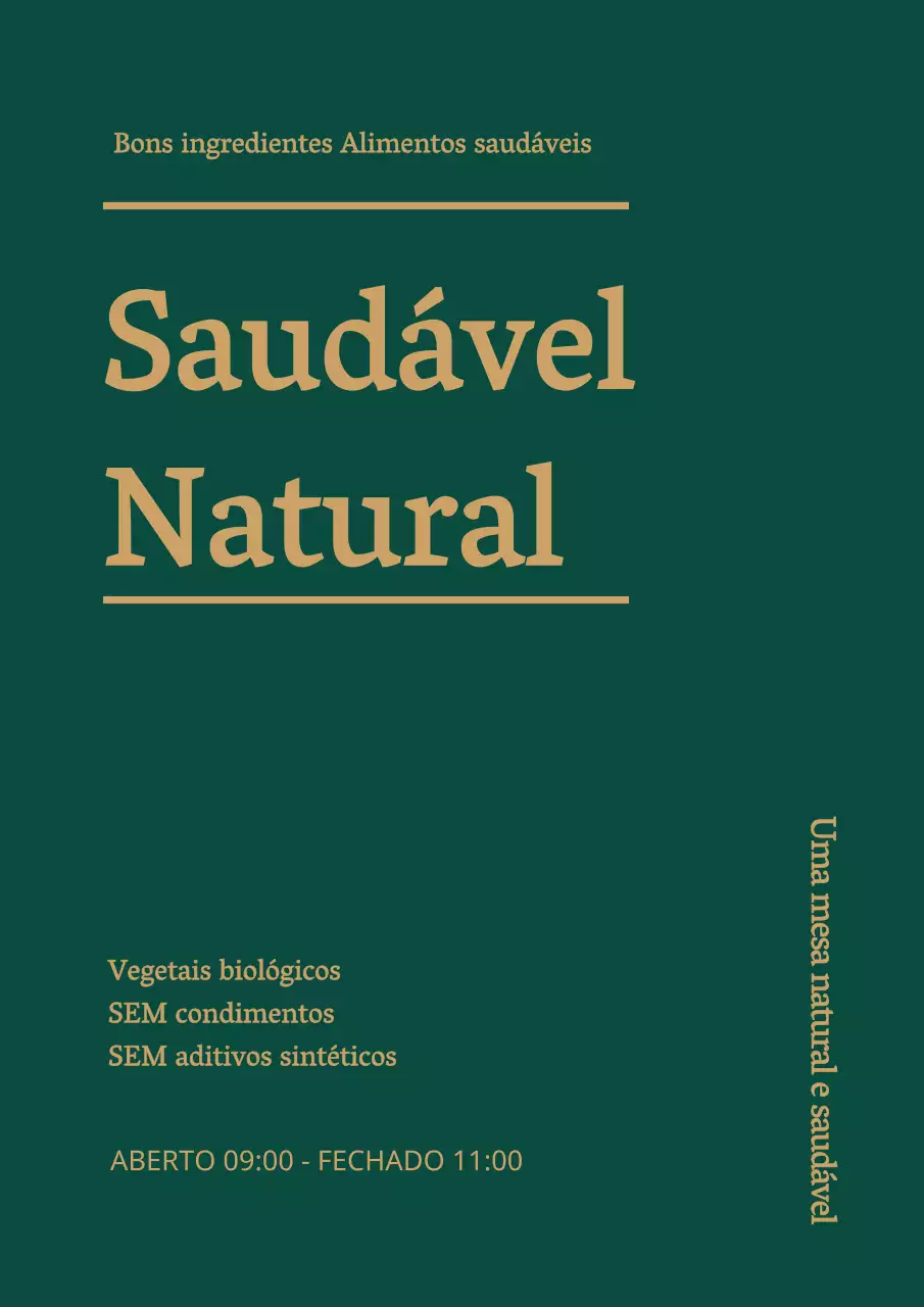 Promover a criação de refeições saudáveis com texto simples em verde e dourado