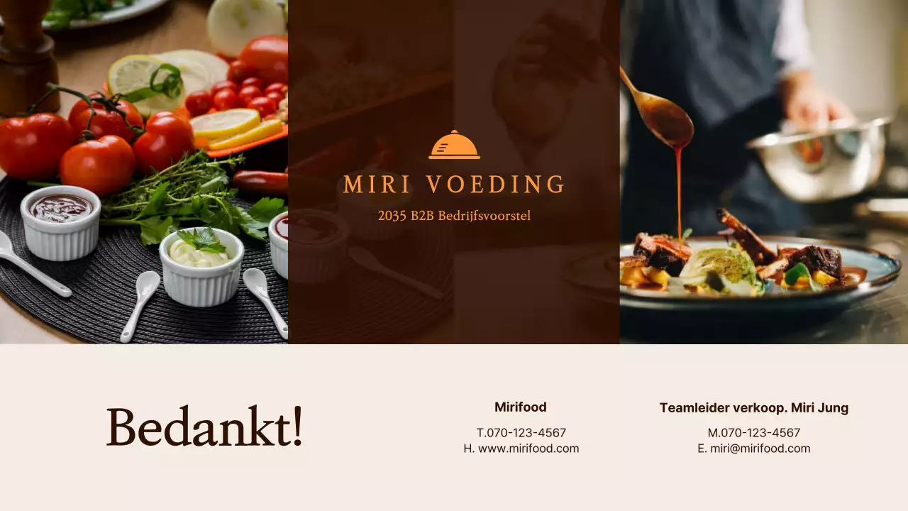 B2B-voorstel voor een nieuw voedingsproduct in bruin en oranje