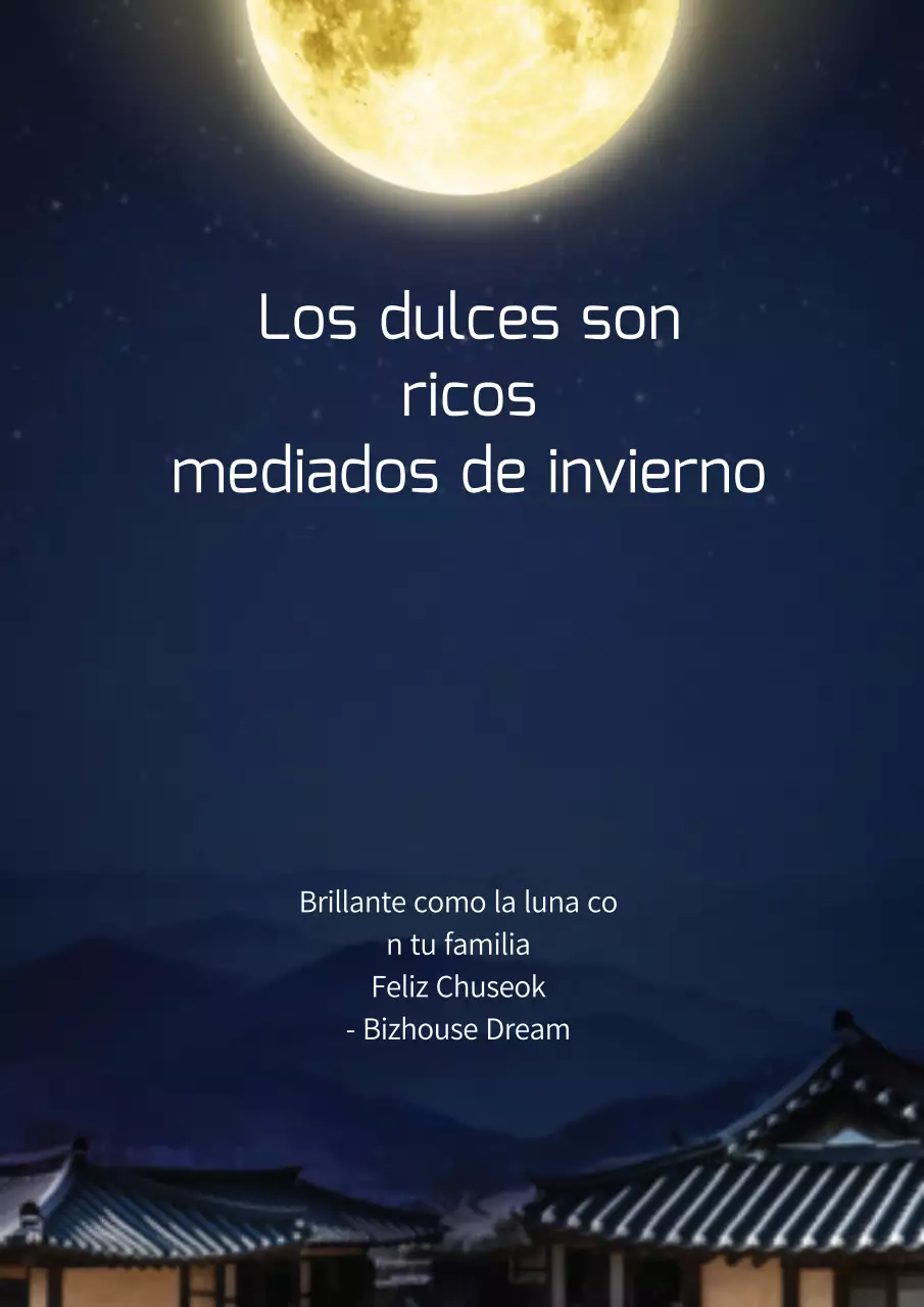 Foto de felicitación de Año Nuevo con cielo nocturno añil y luna