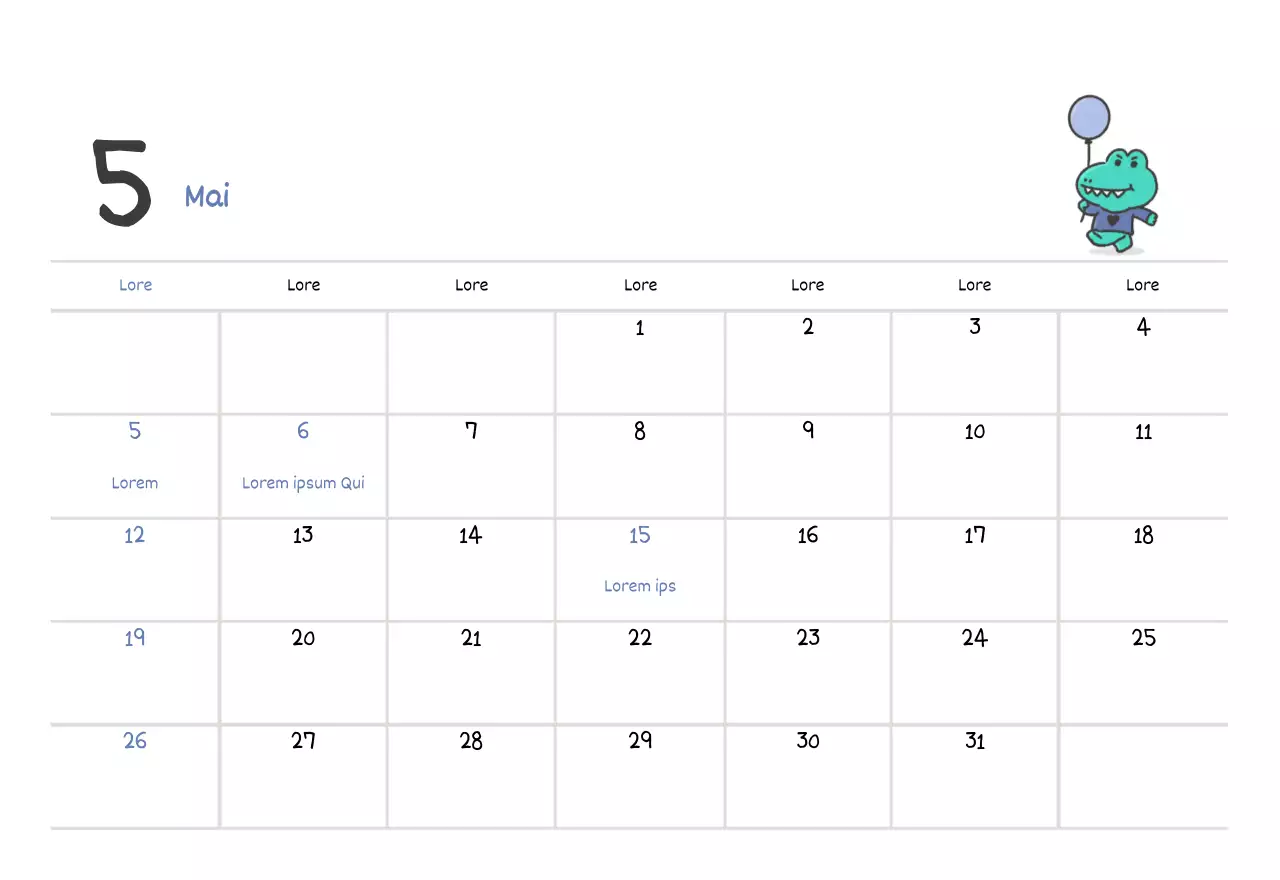 Ein Kalender mit einem niedlichen Argo-Illustrationskonzept