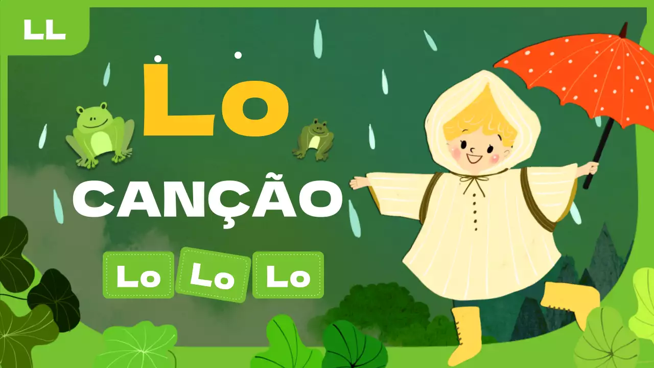 Tema de canção de embalar chuvosa com ilustrações verdes semelhantes a contos de fadas