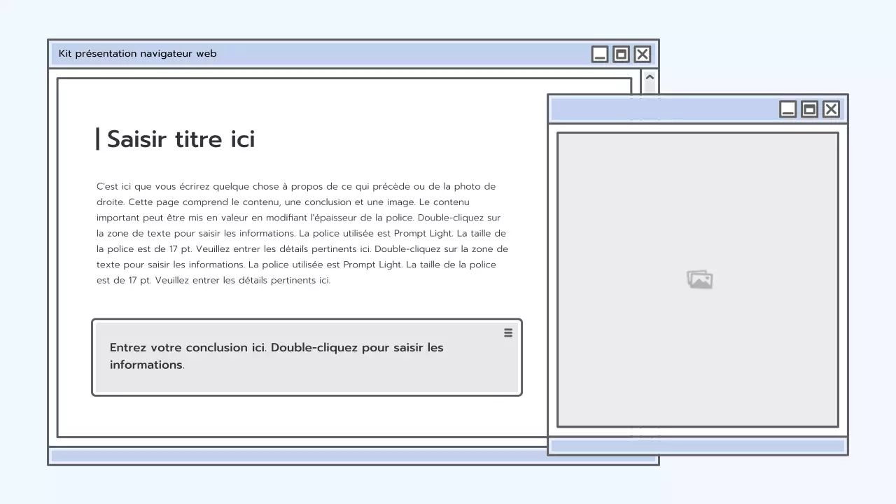 Kit de présentation avec un concept de navigateur bleu clair