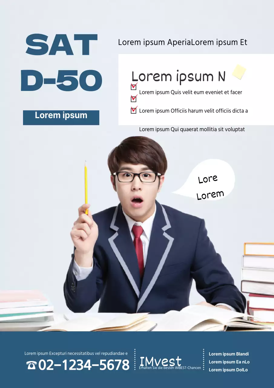 Bewerben Sie besondere Vorlesungen mit niedlichen blauen Studentenillustrationen