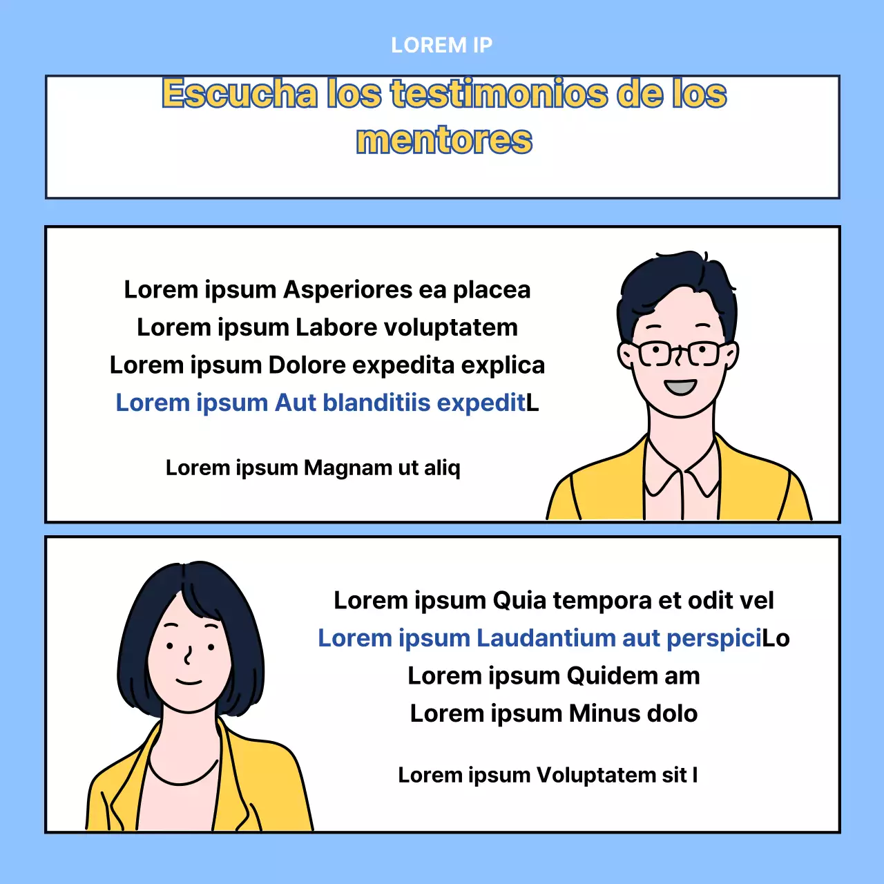 Azul claro y amarillo centro moderno de itinerarios juveniles contratación de mentores