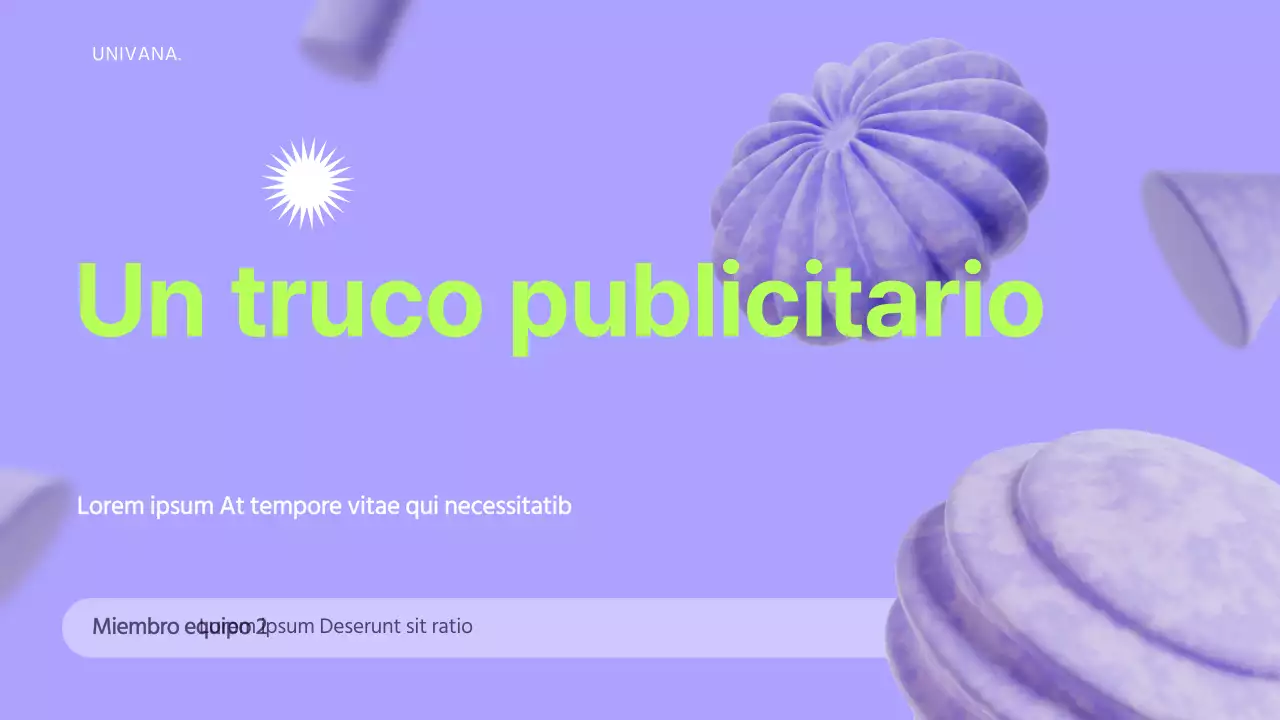 Utilizar elementos 3D sobre un fondo malva para crear una sensación de espacio que sirva de base a la estrategia publicitaria.
