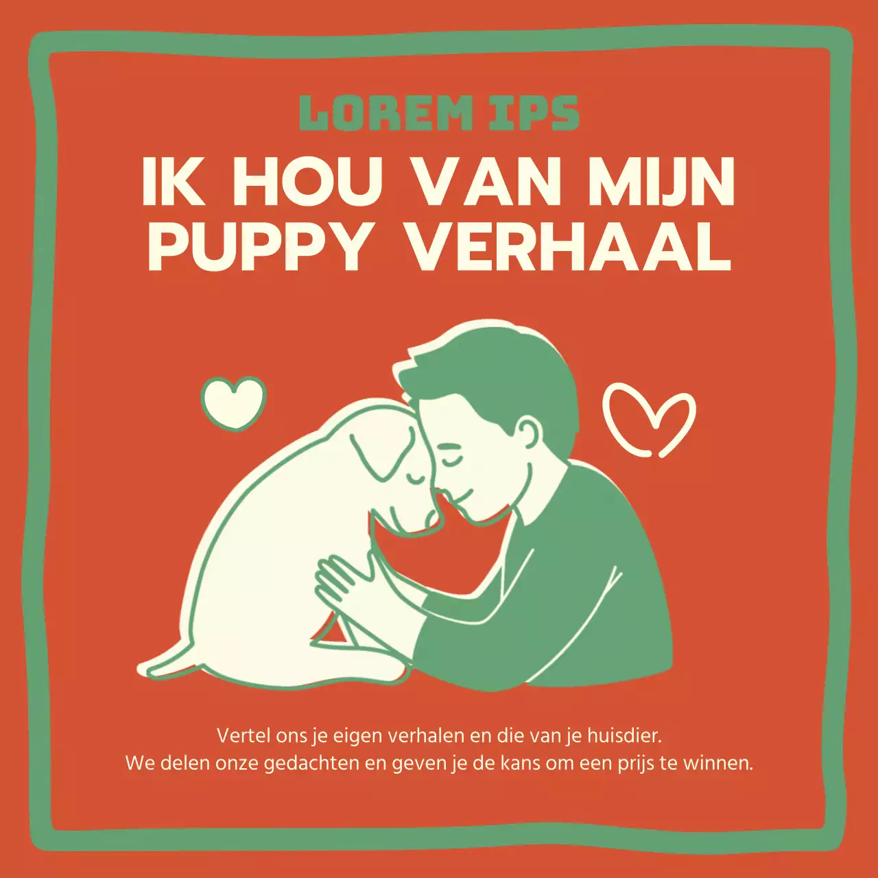 Een schattige, oranje en mintkleurige promotie voor huisdieren