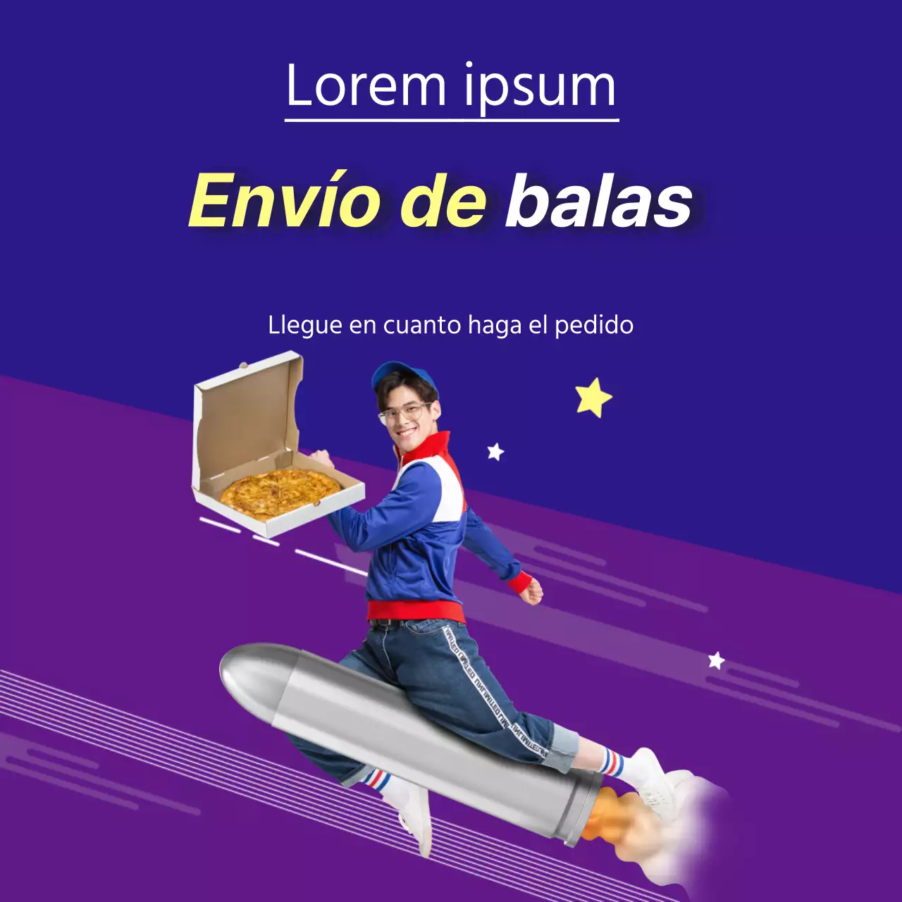 Bala de reparto sobre fondo púrpura-azul