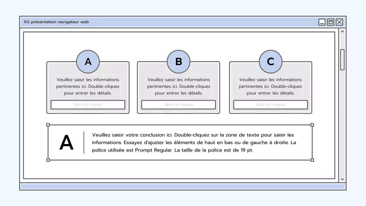 Kit de présentation avec un concept de navigateur bleu clair