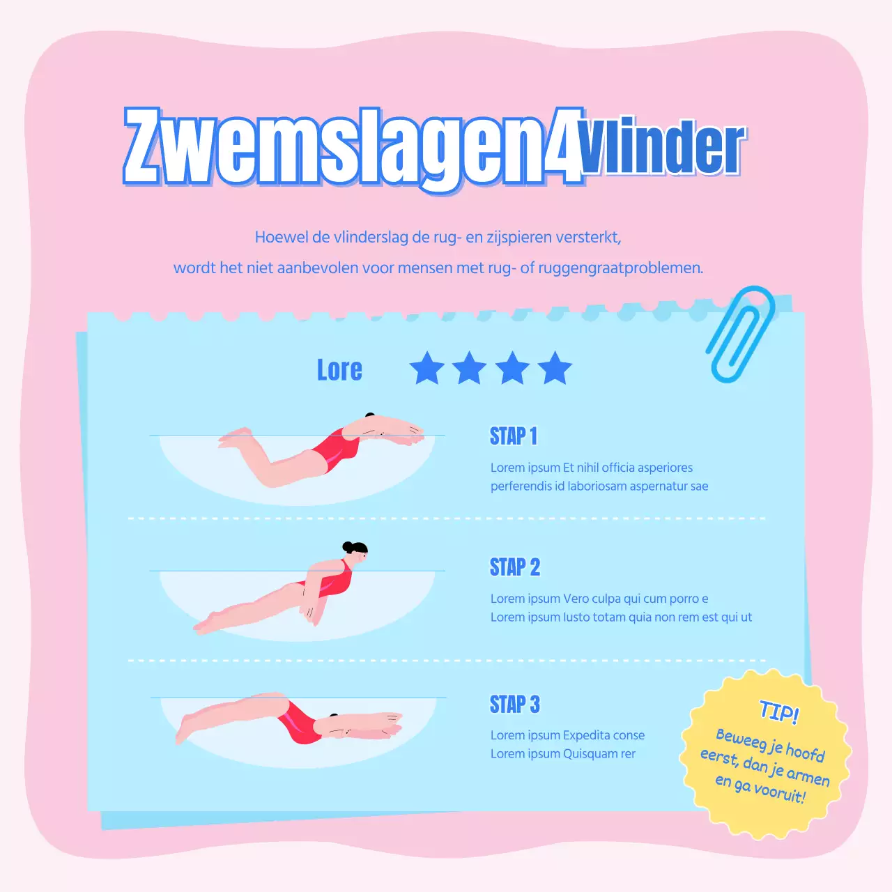 Kinderzwemmen in roze en lichtblauw CardNews