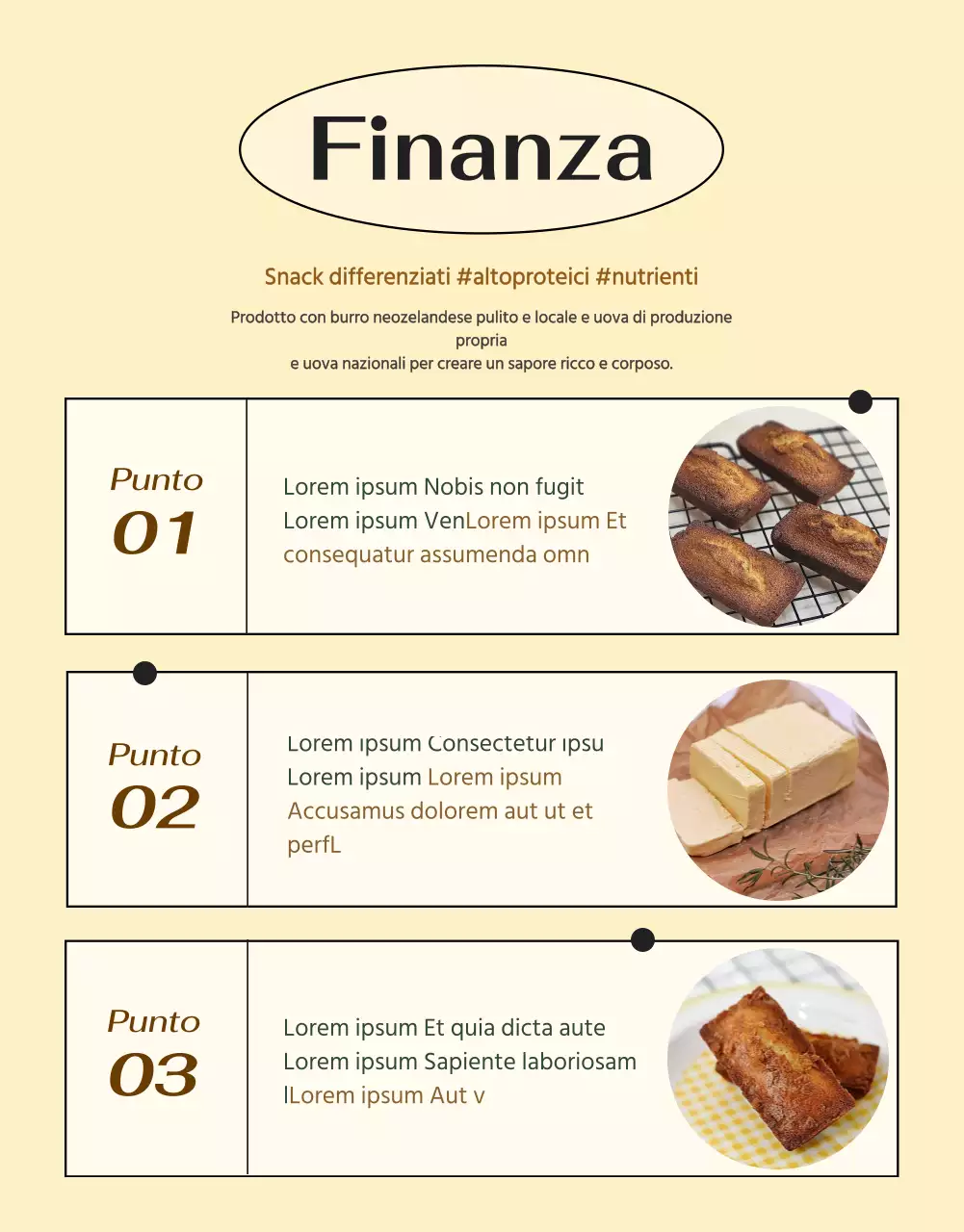 Presentare le informazioni sul dessert in una combinazione di colori avorio, simile a quella di un caffè, di tendenza.