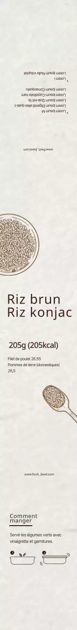 Étiquette de konjac de riz brun texturé illustrée en blanc