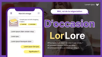 Illustration d'un smartphone violet et jaune Information sur les astuces de la vente au rabais
