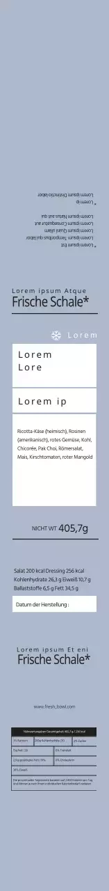 Blaue saubere Salatverpackungsetiketten