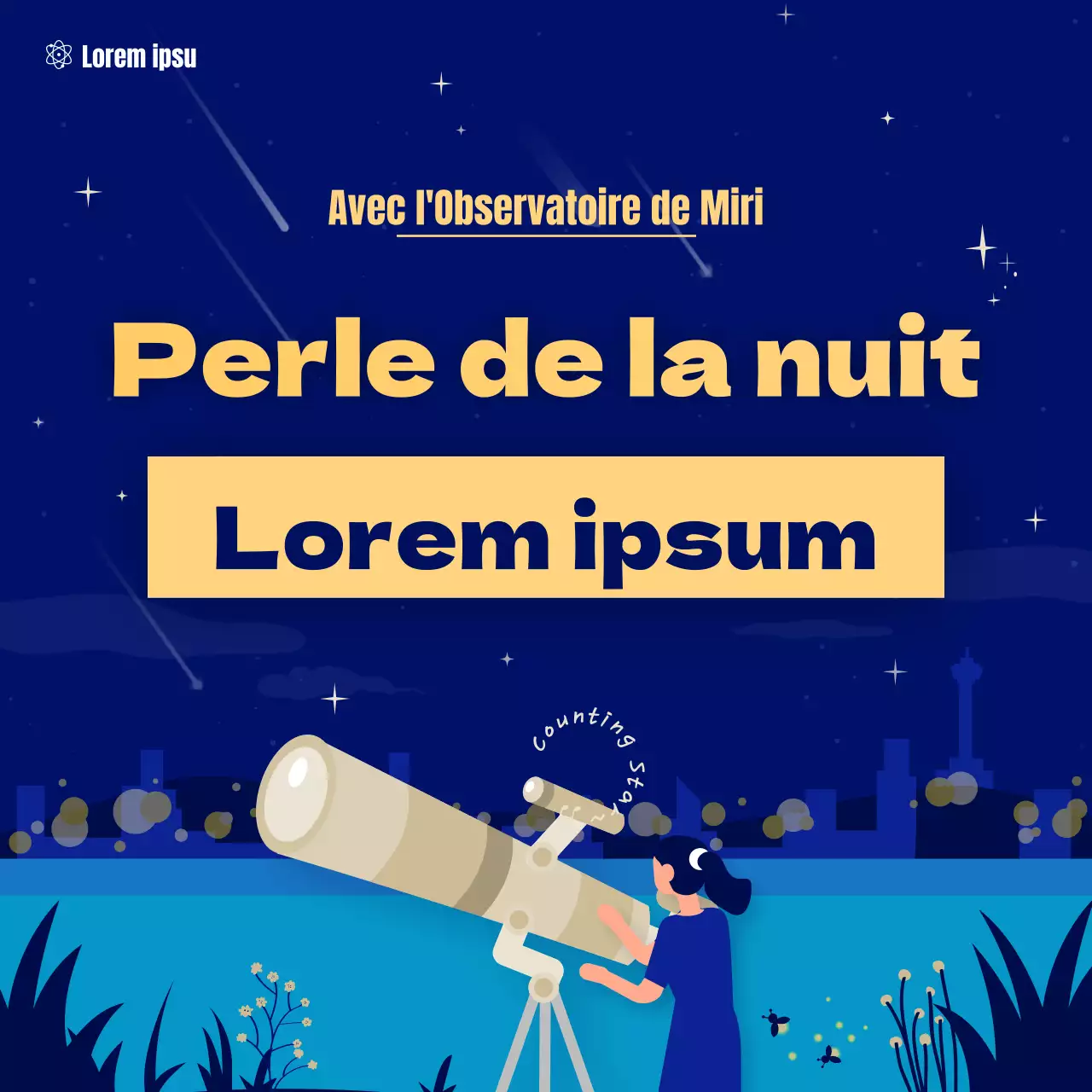 Horoscope d'été illustré en bleu et jaune CardNews