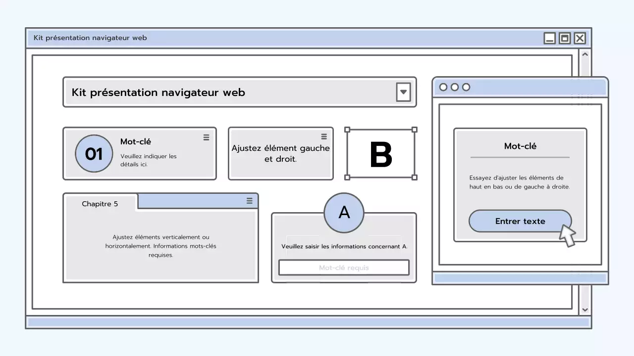 Kit de présentation avec un concept de navigateur bleu clair