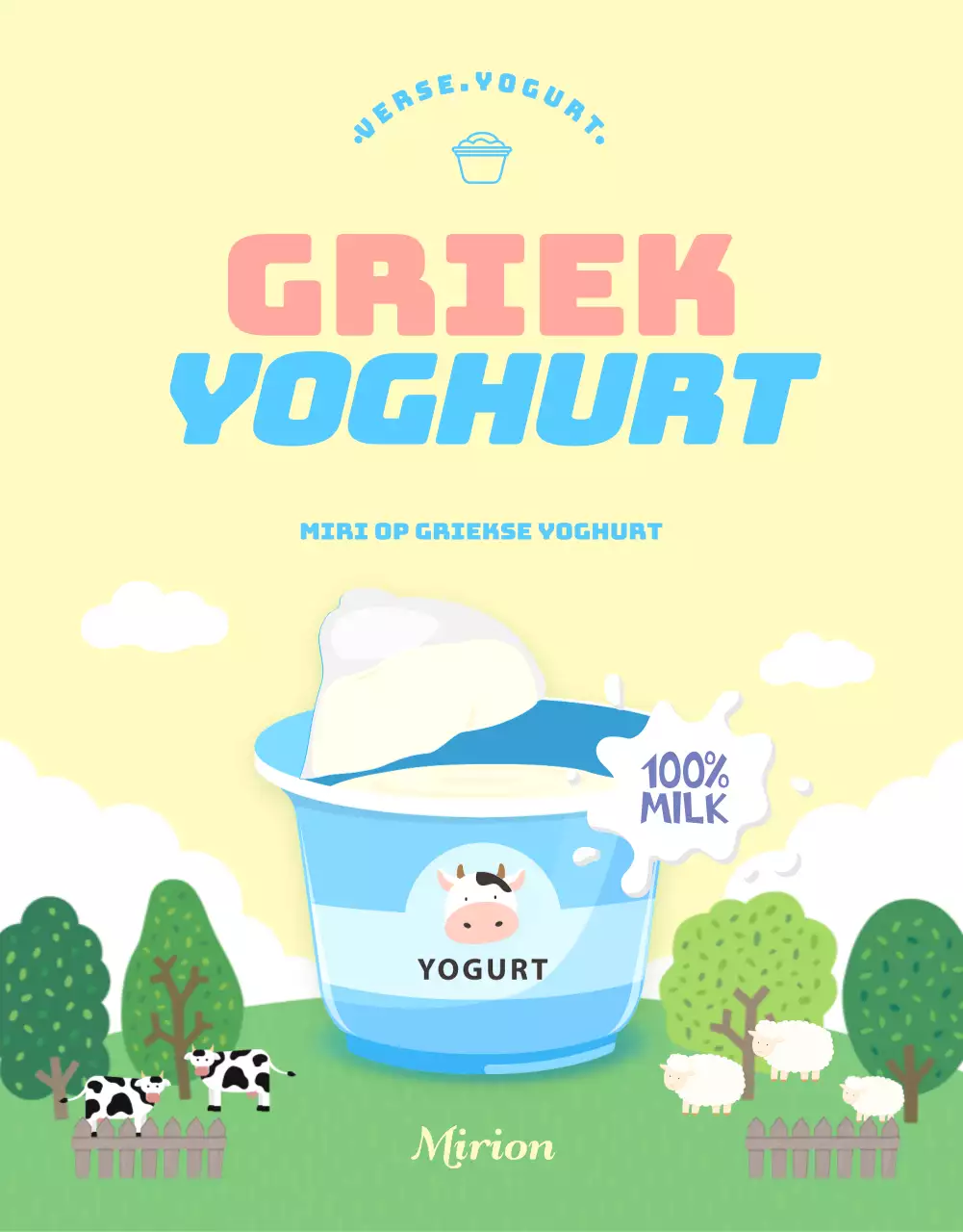 Yoghurt informatie in schattige pastel illustraties