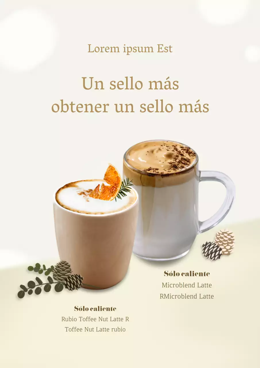 Luminoso y cálido menú de bebidas mesa web póster retrato