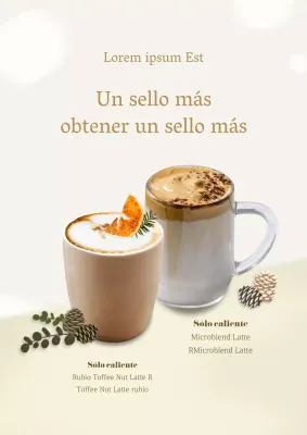 Luminoso y cálido menú de bebidas mesa web póster retrato