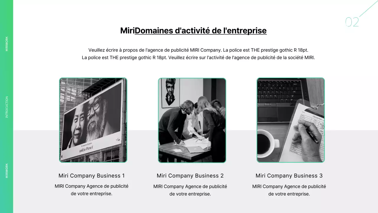 Papier à en-tête vert et blanc d'une agence de publicité