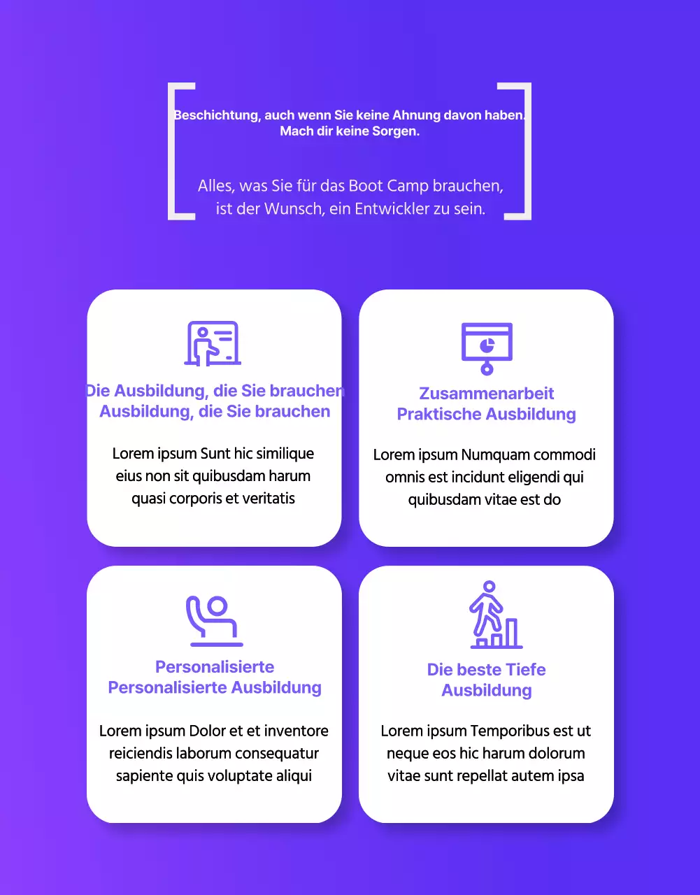 Coding Academy Schulung in Lila und Schwarz