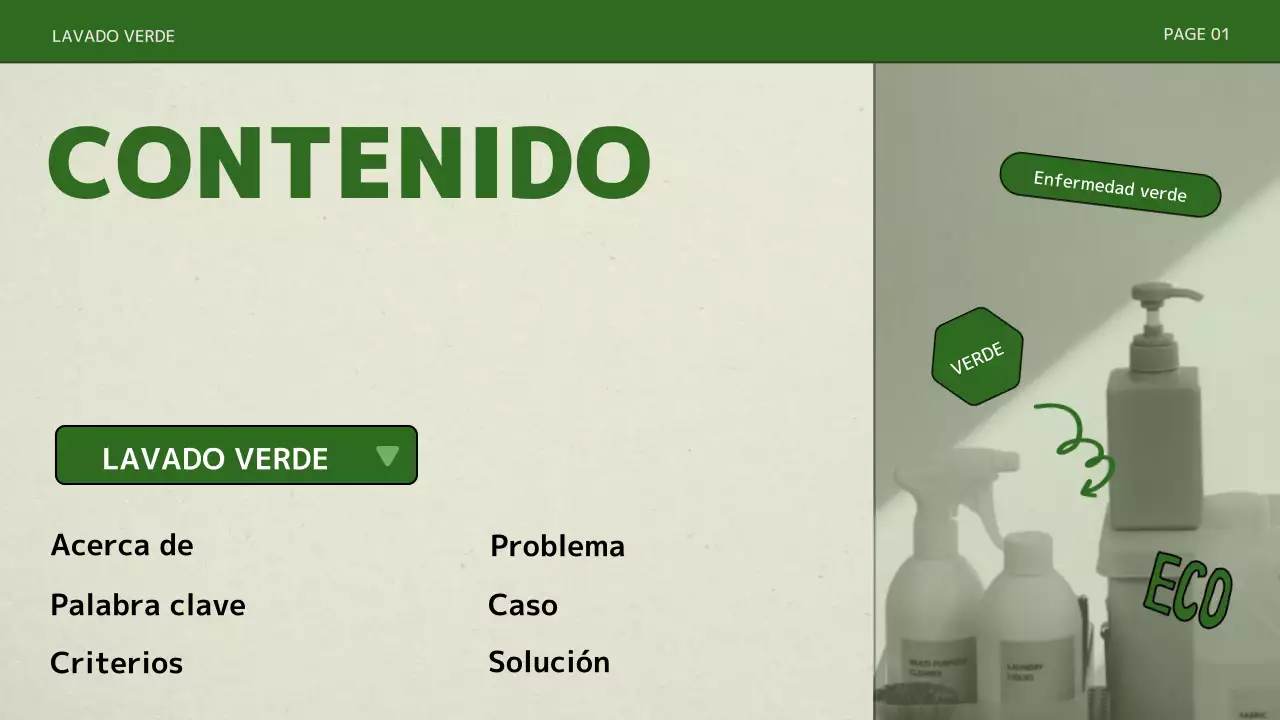 Una presentación sencilla con colores verdes