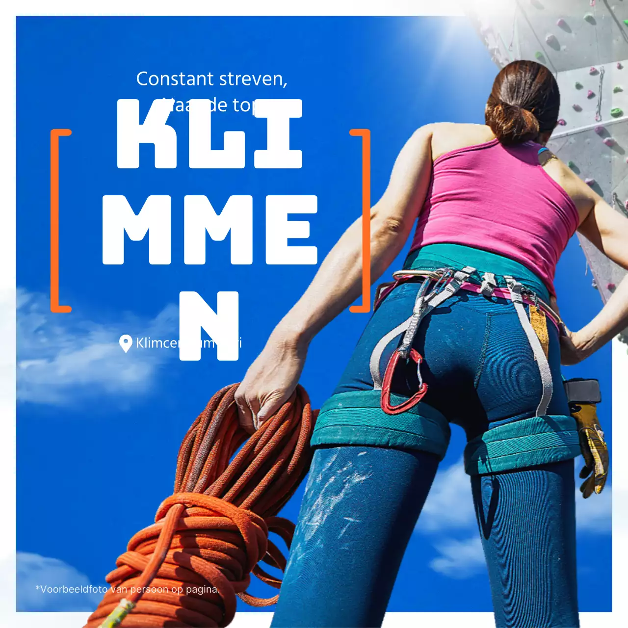 Over de blauwe en oranje lucht conceptklim