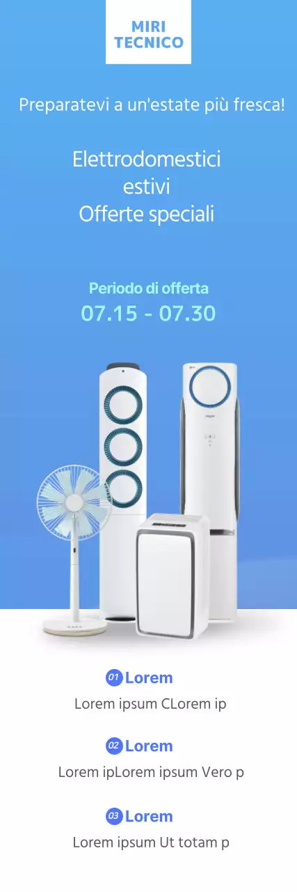Striscione estivo blu per elettrodomestici