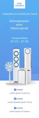 Striscione estivo blu per elettrodomestici