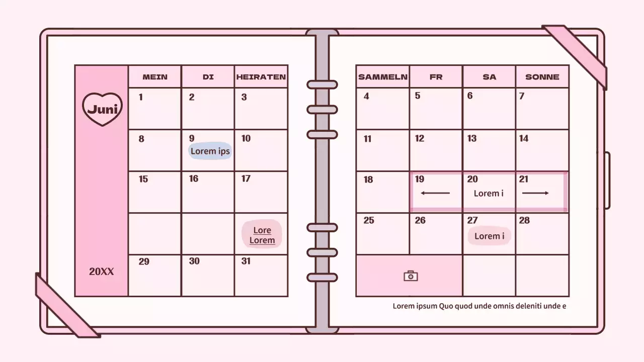 Niedliches Tagebuch-Konzept-Präsentationskit in Rosa
