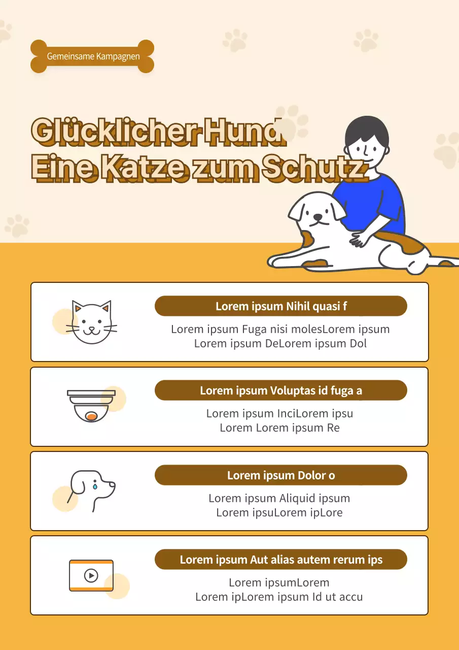 Beige und braune Illustrationen für die Kampagne gegen Tierquälerei.