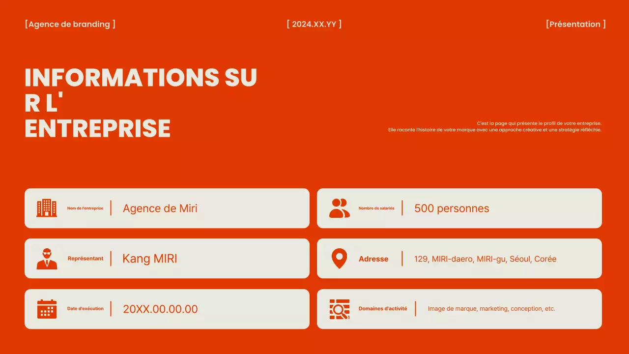 Un briefing d'agence de marque orange et chic