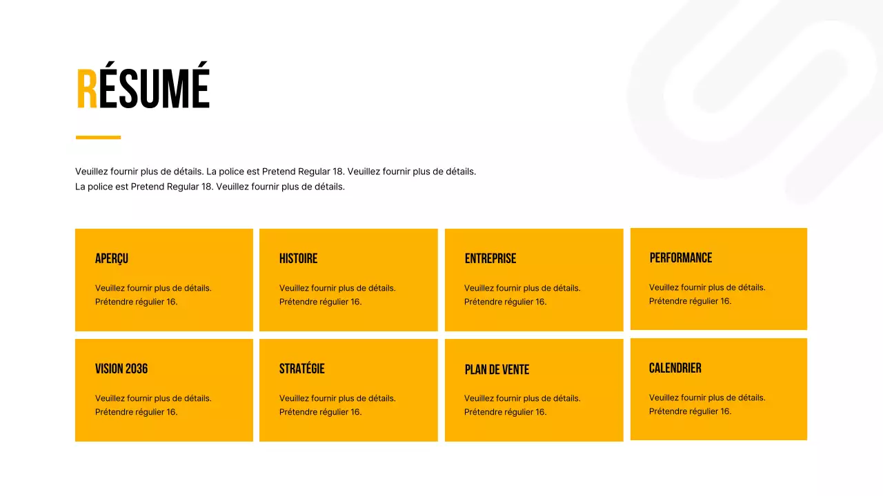 Plan d'affaires simple pour le Nouvel An en blanc et orange