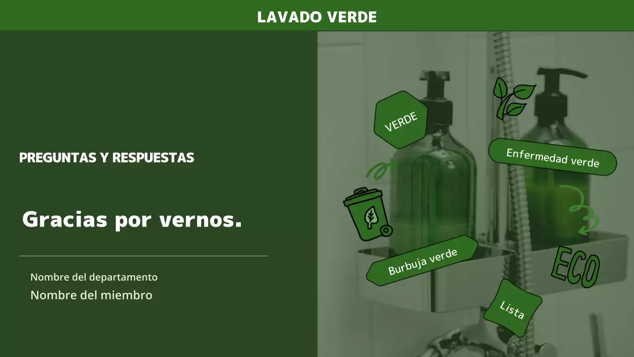 Una presentación sencilla con colores verdes