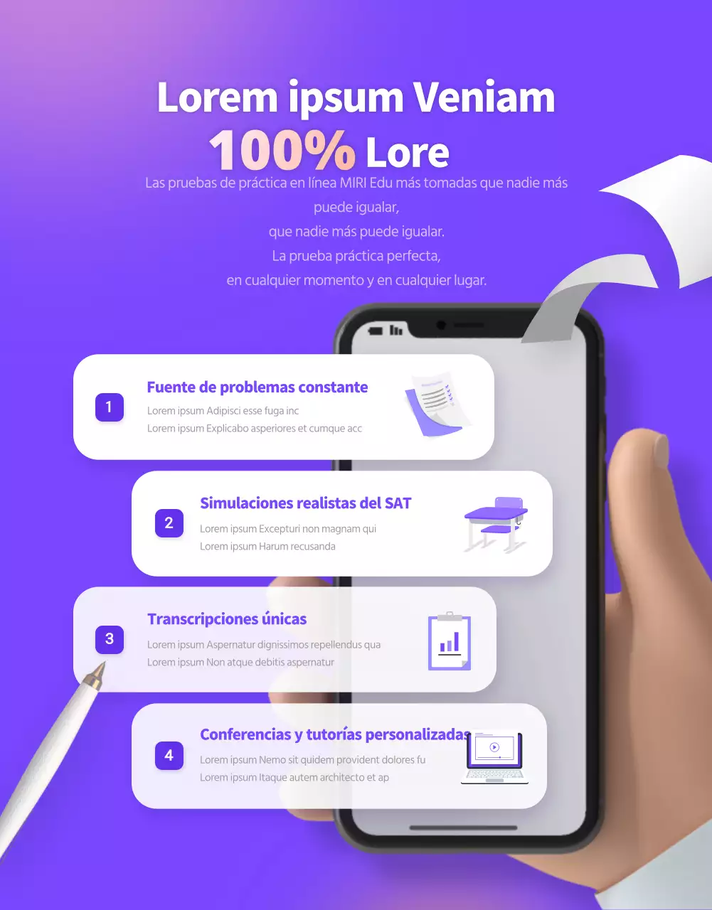 Comprar examen de práctica en línea con el concepto de espacio púrpura