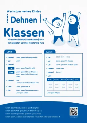 Illustrierter Sommer-Stretching-Kurs in blauDokumentation