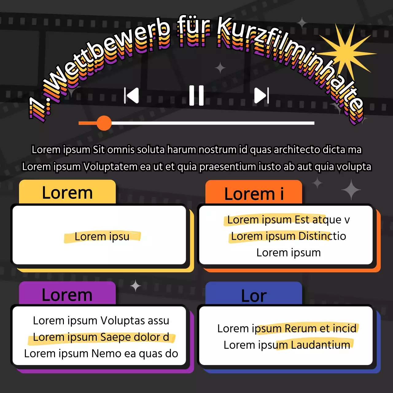 Wettbewerbsausschreibung im Retro-Web-Stil auf schwarzem Hintergrund