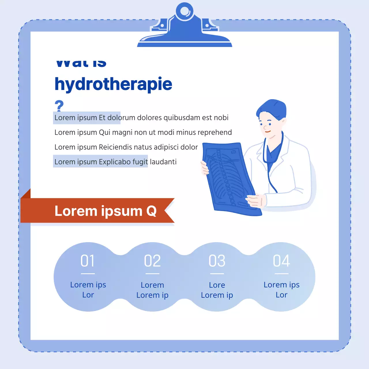 Blauw kleurenschema met heldere illustraties en een infografisch concept.