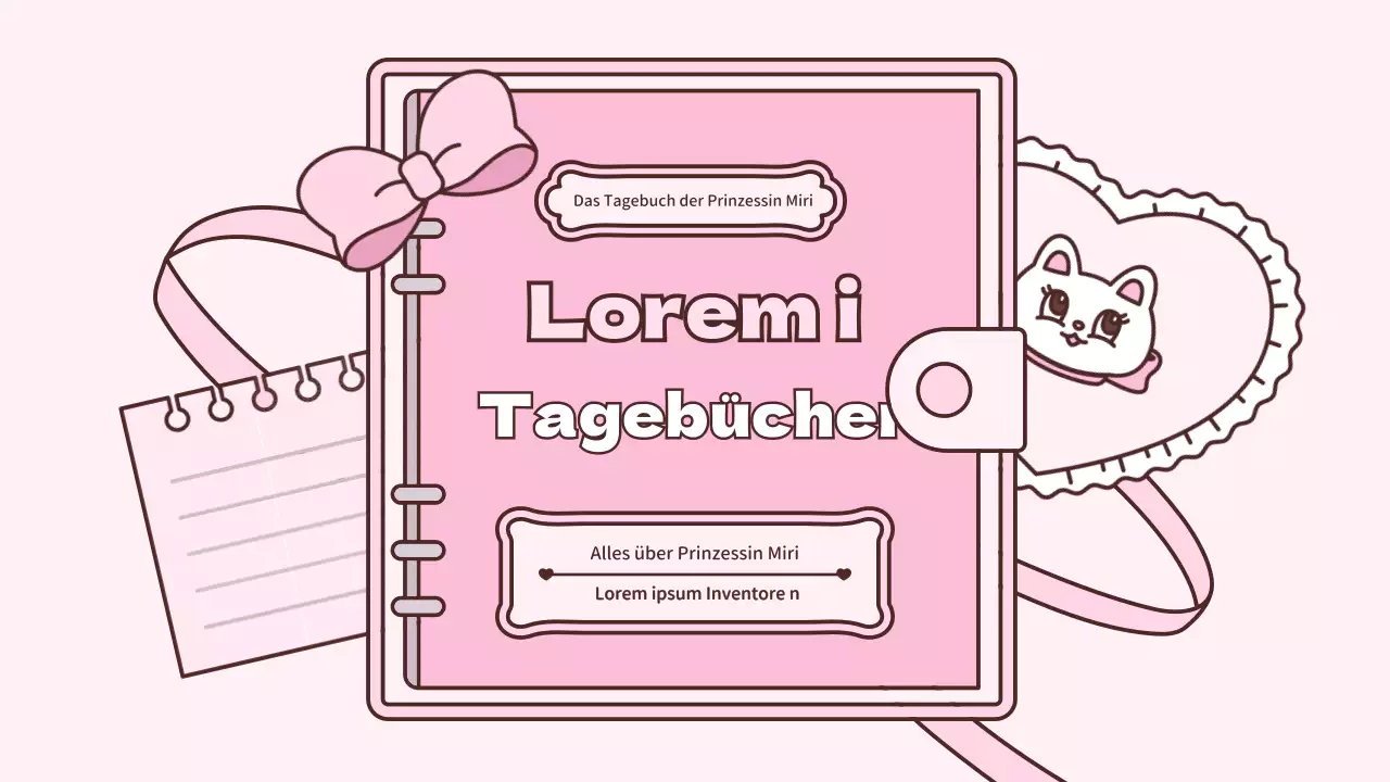 Niedliches Tagebuch-Konzept-Präsentationskit in Rosa